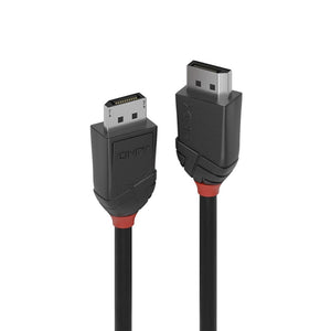 LINDY 36492 Black Line DisplayPort Cable, DisplayPort 1.2 (M) to DisplayPort 1.2 (M), 2m, Black & Red, Supports UHD Resolutions up to 4096x2160@60Hz, Triple Shielded Cable, Corrosion Resistant Copper 30AWG Conductors, Retail Polybag Packaging