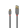 Lindy 36886 1m USB-A (M) 2.0 To USB-C (M) 2.0 Anthra Line 480Mbps Cable - Black