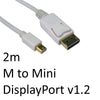 DisplayPort 1.2 (M) to Mini DisplayPort 1.2 (M) 2m White OEM Display Cable