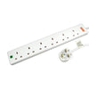 5m 6 Gang Surge Protected LED Indicator UK Mains Extension - White