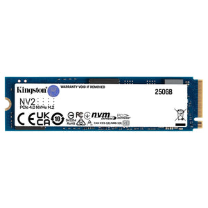 Kingston NV2 (SNV2S/250G) 250GB NVMe SSD, M.2 Interface, PCIe Gen4, 2280, Read 3000 MB/s, Write 1300 MB/s, 3 Year Warranty