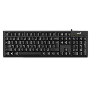 Genius KB-100 Wired Smart Keyboard, USB Plug and Play, Customizable Function Keys, Multimedia, Full Size UK Layout Design for Home or Office, Black