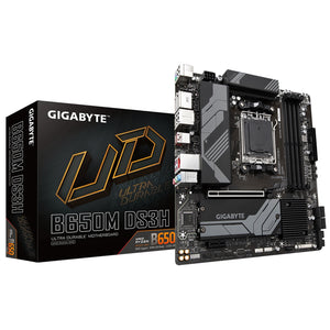 Gigabyte B650M DS3H Ultra Durable AMD AM5 Socket Motherboard, Micro-ATX, 4x DDR5 Slots, 2x M.2 Sockets, 2x USB-C Port, 2.5GbE LAN, 2x DisplayPorts / 1x HDMI Port