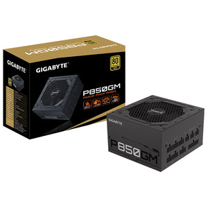 GIGABYTE P850GM 850W PSU, 120mm Smart Hydraulic Bearing Fan, 80 PLUS Gold, Fully Modular, High-Quality Japanese Capacitors, Powerful Single +12V Rail, Ships with UK Plug